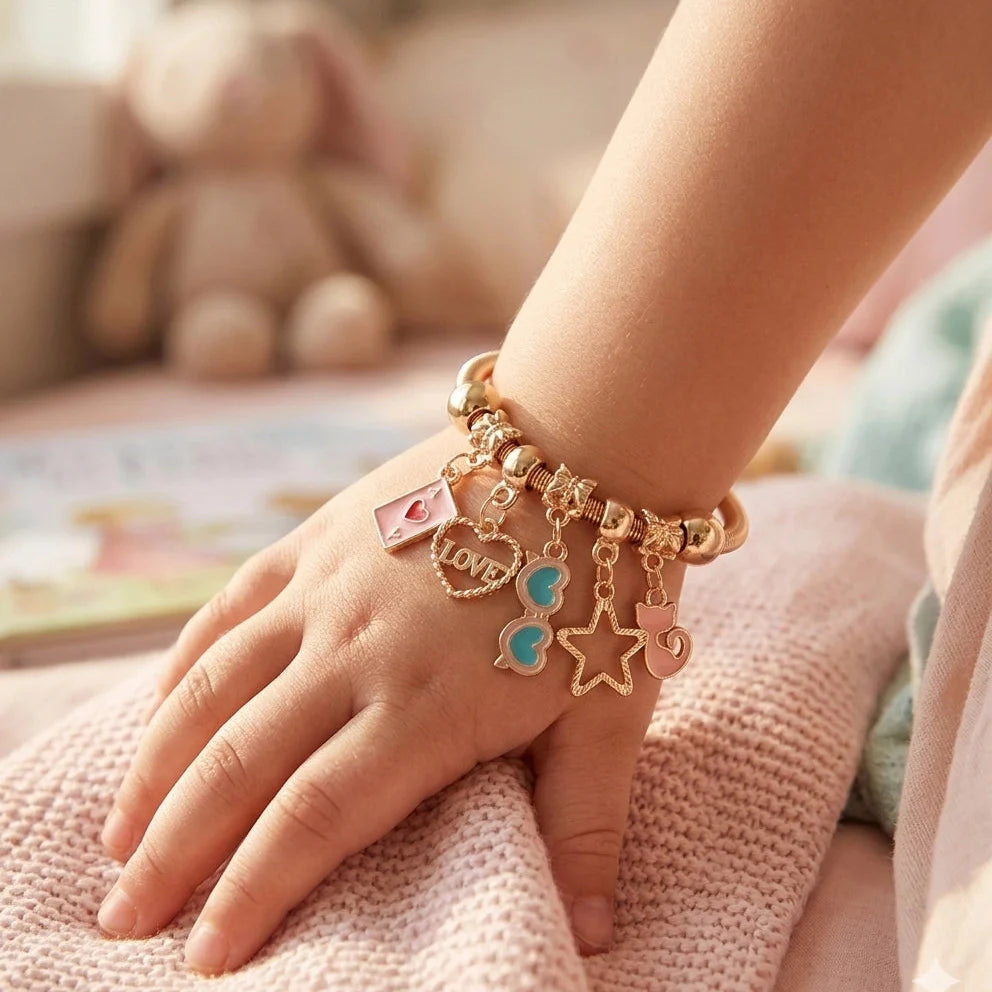 Heart, Star, & Kitten Enamel Bracelet