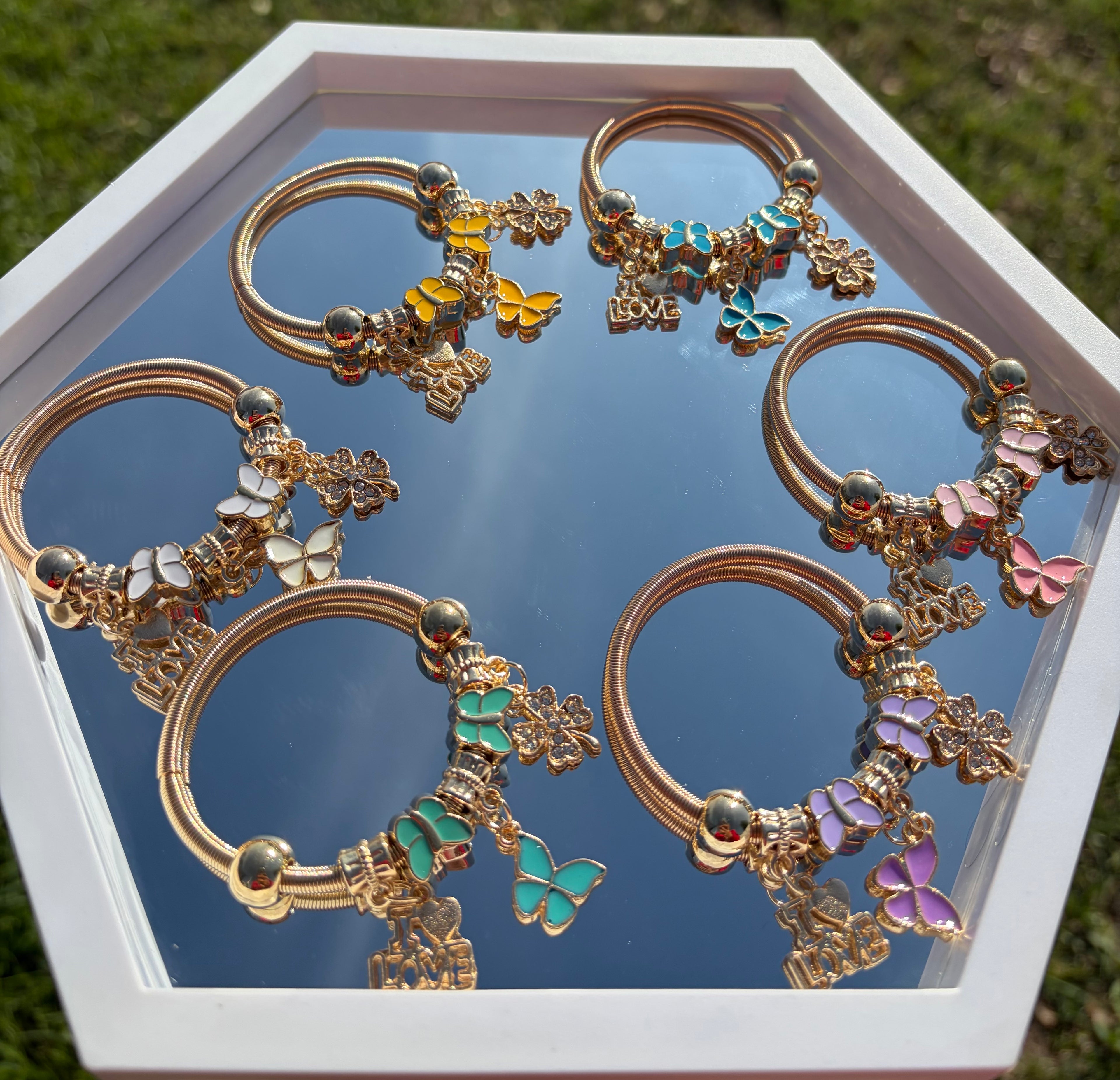 Butterfly "I Love" & Crystal Clover Bracelet