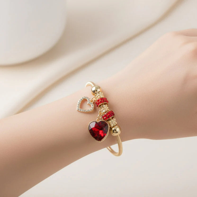 Sparkling Red Heart Bracelet