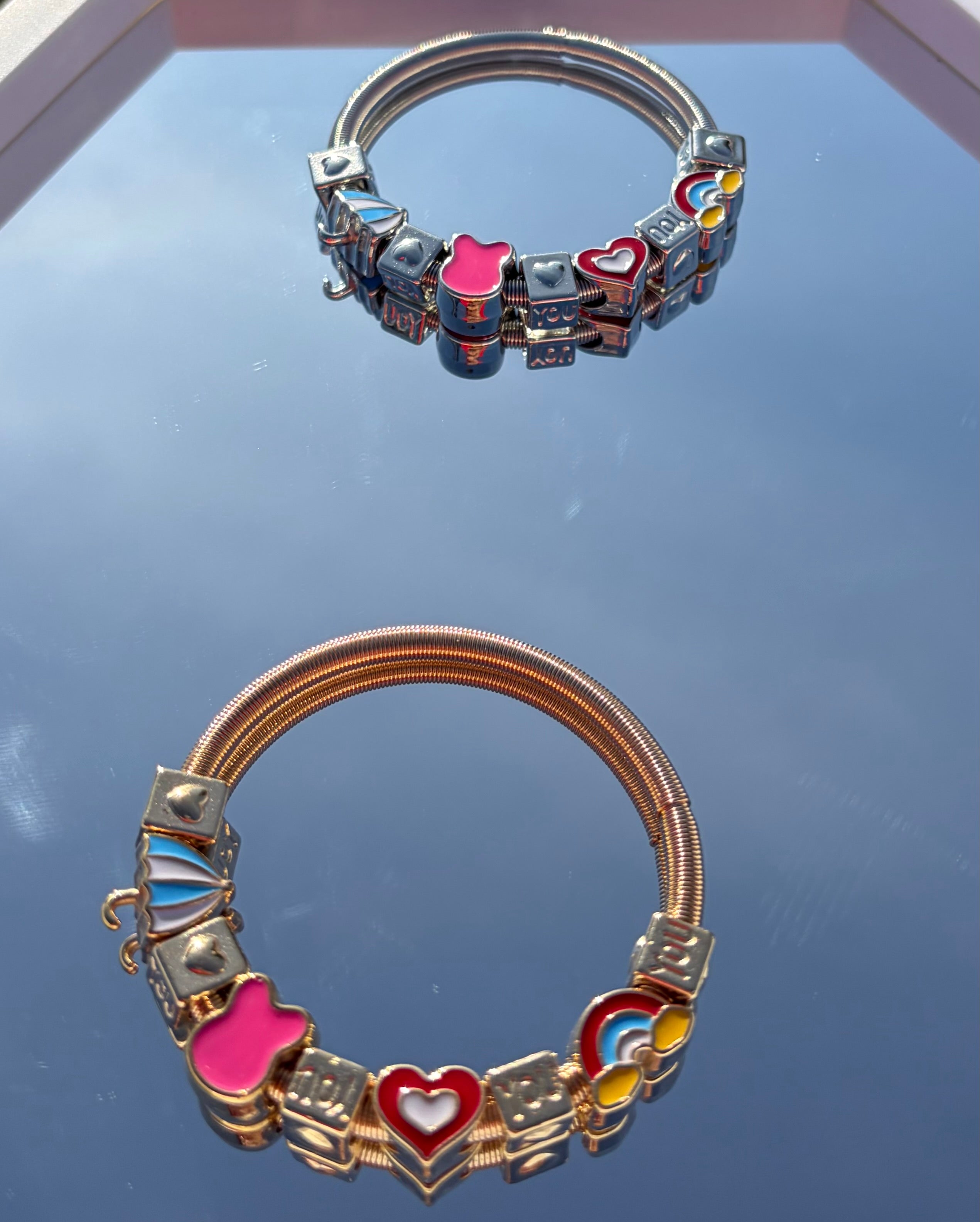 Enamel Rainbow & Heart Bracelet